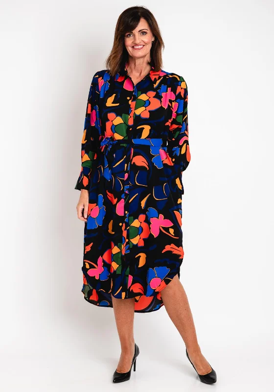 Malissa J One Size Bold Print Shirt Dress, Black