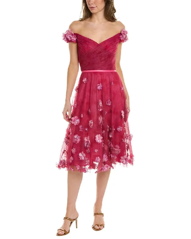 Marchesa Notte Off-The-Shoulder Cocktail Dress