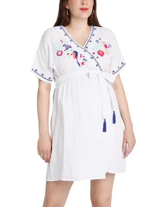 Maternity & Nursing Dress Third Eye in White