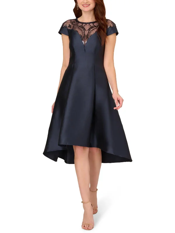 Mikado Womens Hi-Low Fit & Flare Cocktail And Party Dress