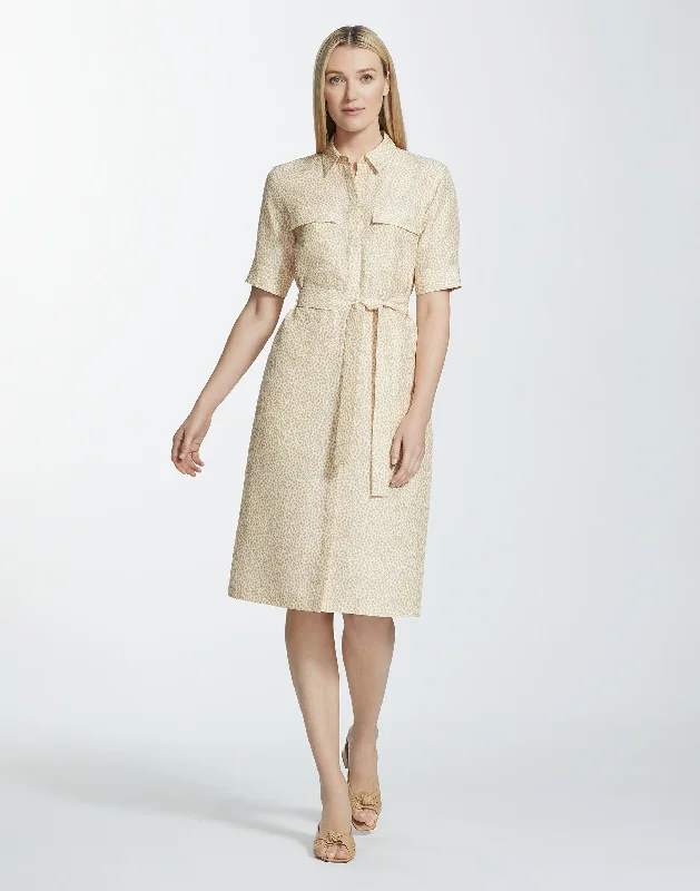 Mini Jaguar Print Silk Doha Shirtdress