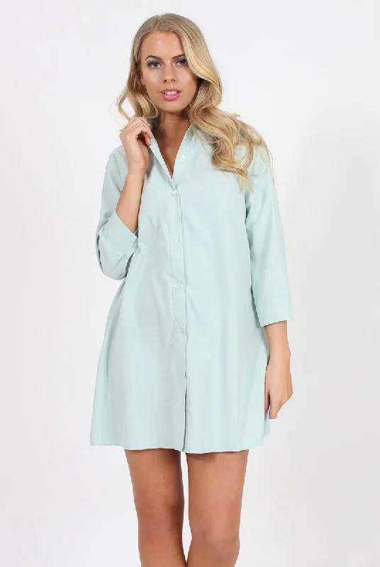 Mint Button Front Shirt Dress - Mina