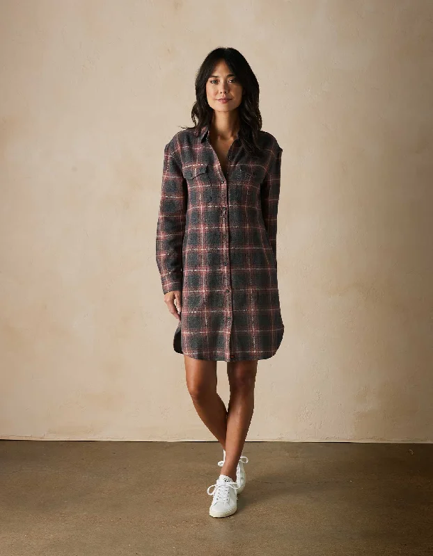 Mountain Shirt Dress in Shadow Plaid