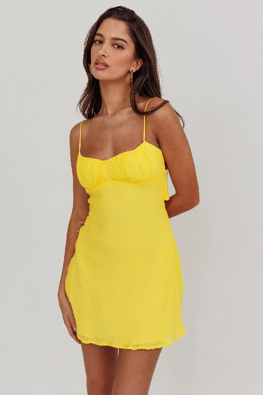 Nerida Twist Back Mini Dress Lemon