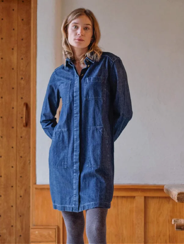 Ocean Cotton Shirt Dress | Dark Blue Denim