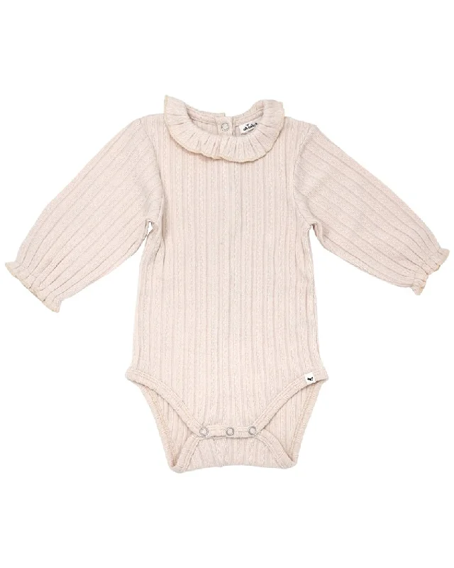 oh baby! Ruffle Neck Cable Bodysuit