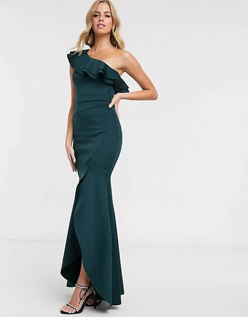 One Shoulder Maxi Dress Green