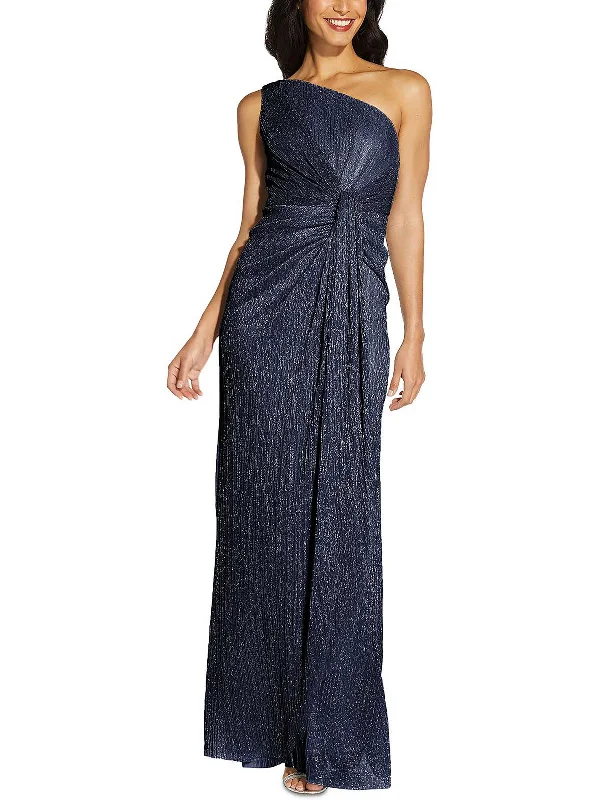 Petites Stardust Womens Ruched Long Evening Dress