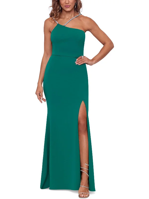 Petites Womens Embellised Long Evening Dress