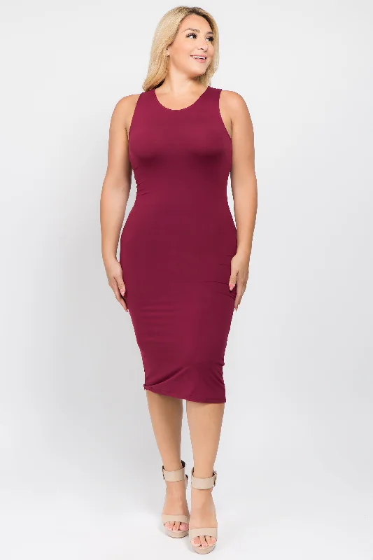 Plus Size Bodycon Tank Midi Dress