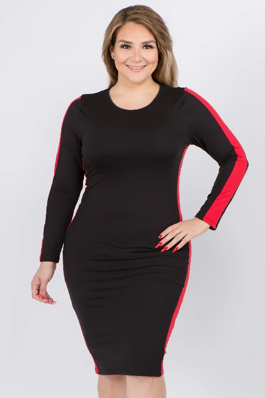 Plus Size Varsity Striped Bodycon Midi Dress