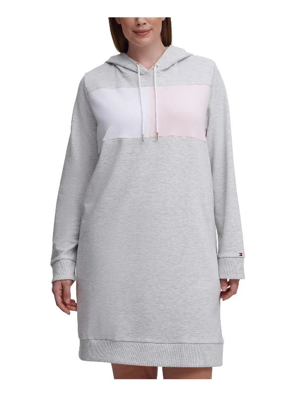 Plus Womens Hoodie Short Sweatshirt Dress