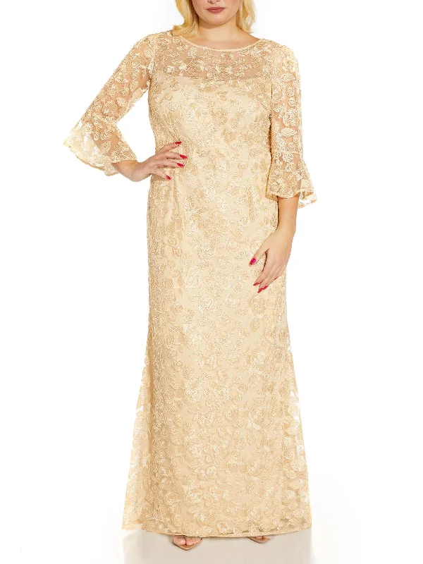 Plus Womens Soutache Maxi Evening Dress