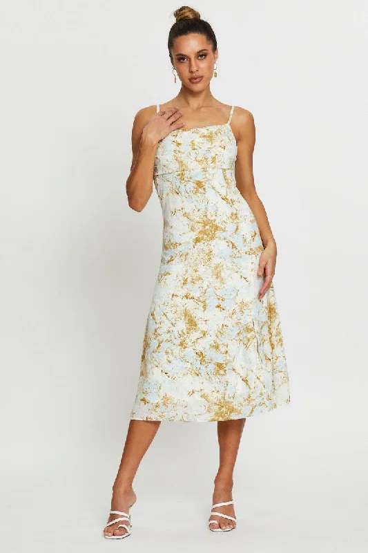 Print Slip Dress Midi