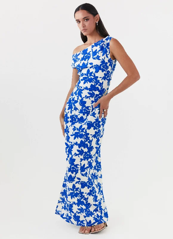 Pyper Off Shoulder Maxi Dress - Blue Floral