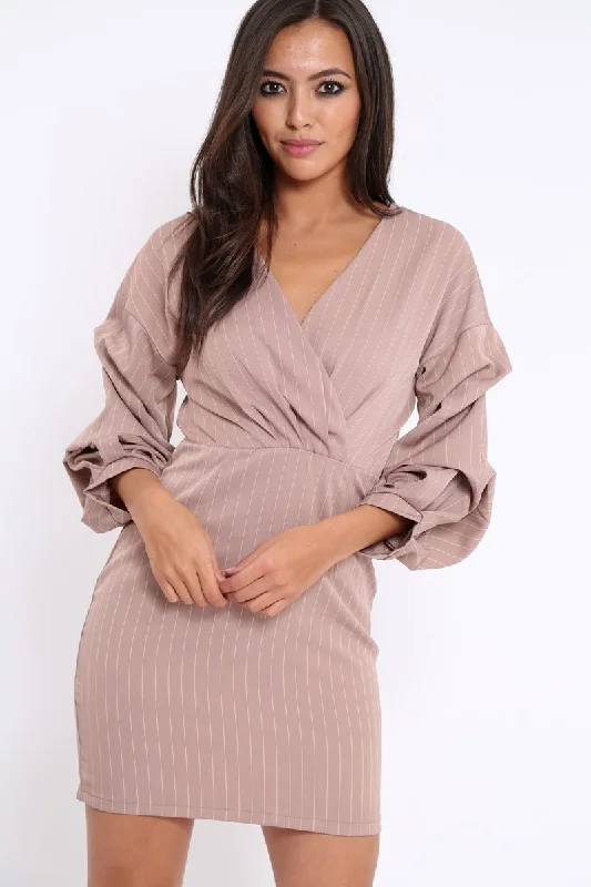 Rose Striped Wrap Front Dress - Chelsea