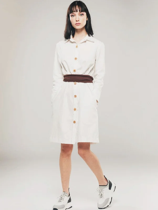 Organic Cotton Structured Shirt Dress | White