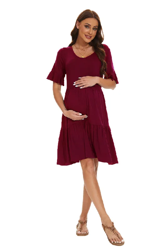 Smallshow Summer Ruffle Maternity Dress