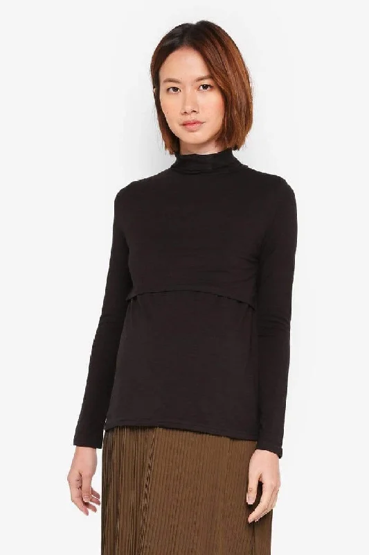 Bellezza Turtle Neck Nursing Top Black