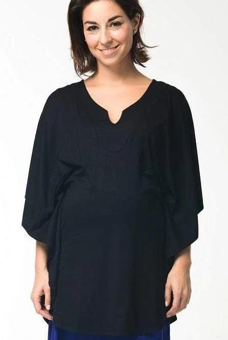 Madeira Y-Neck Maternity Top Black