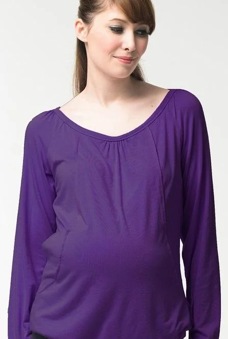 Valma Gather Bamboo Cotton Long Sleeve Nursing Top Purple