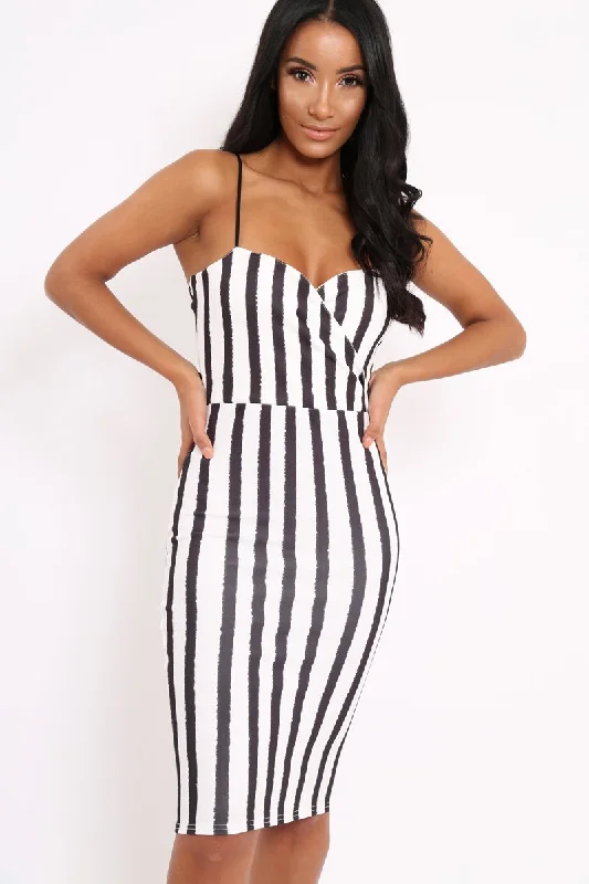 Stripe Wrap Front Bodycon Dress - Tiniqua