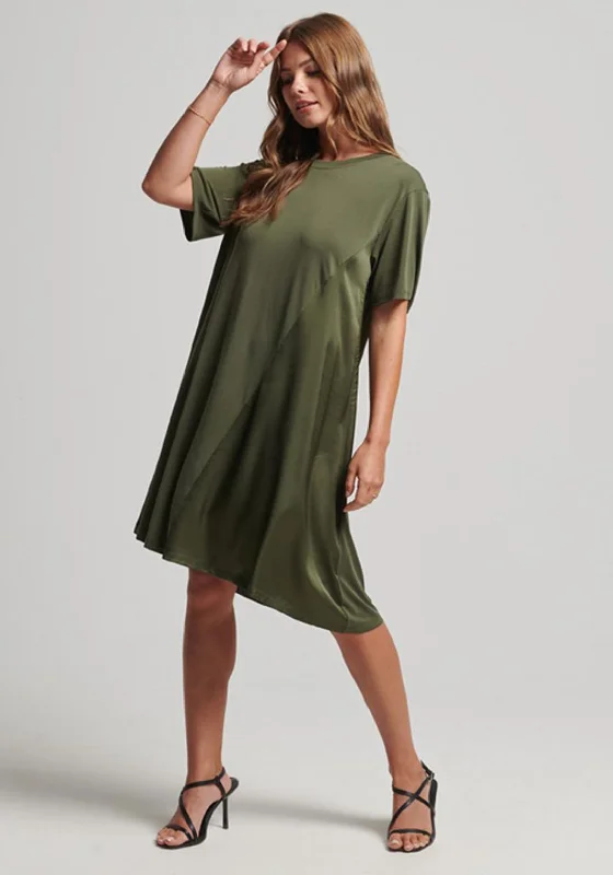 Superdry Womens Mix Fabric T-Shirt Dress, Green