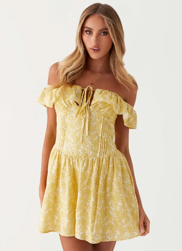 Tarryn Mini Dress - Yellow Floral