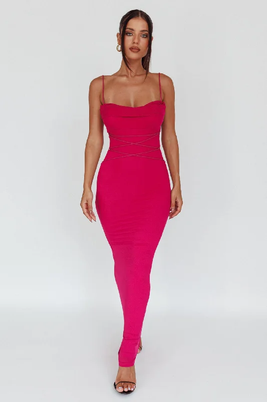 Teava Laced Waist Maxi Dress Fuchsia