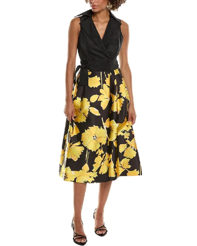 Teri Jon by Rickie Freeman Sleeveless Taffeta Shirtdress