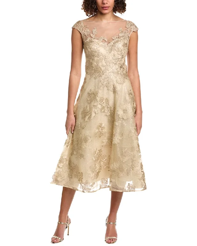 Teri Jon by Rickie Freeman Tulle Applique Cocktail Dress