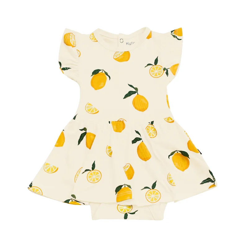 Twirl Bodysuit Dress in Lemon