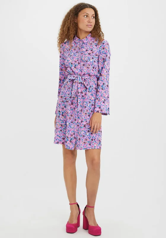 Vero Moda Lucia Floral Shirt Dress, Cyclamen