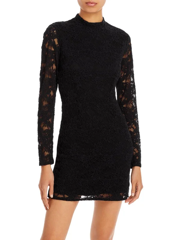 Vezza Womens Lace Long Sleeves Cocktail and Party Dress