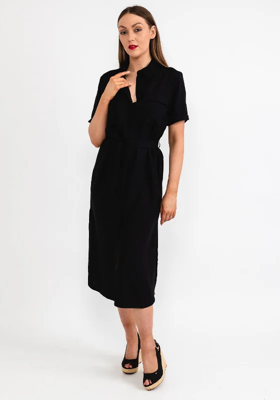 Vila Elaine Midi Shirt Dress, Black