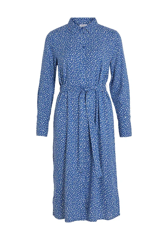 Vila Piloma Dotty Shirt Dress, Federal Blue