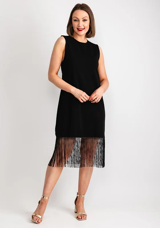 Vila Macia Fringe Trim T-Shirt Dress, Black