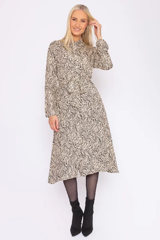 Viscose Shirt Dress in Animal Print