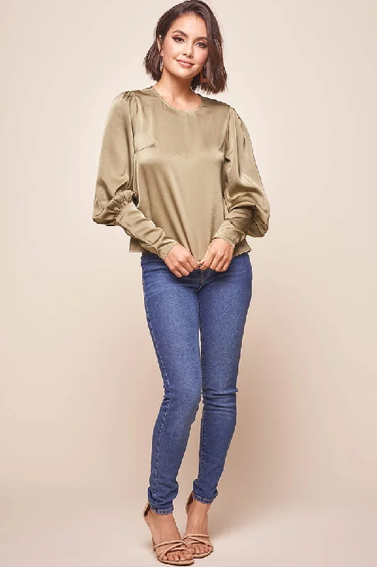 Westminster Leg-of-Mutton Sleeve Blouse Olive