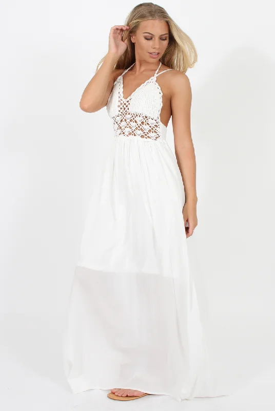 White Crochet Maxi Dress - Beverly