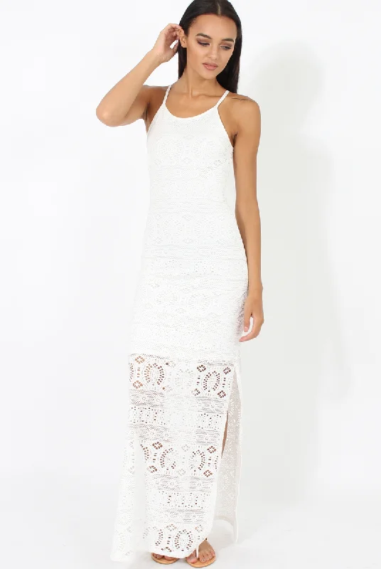 White Crochet Maxi Dress - Paris