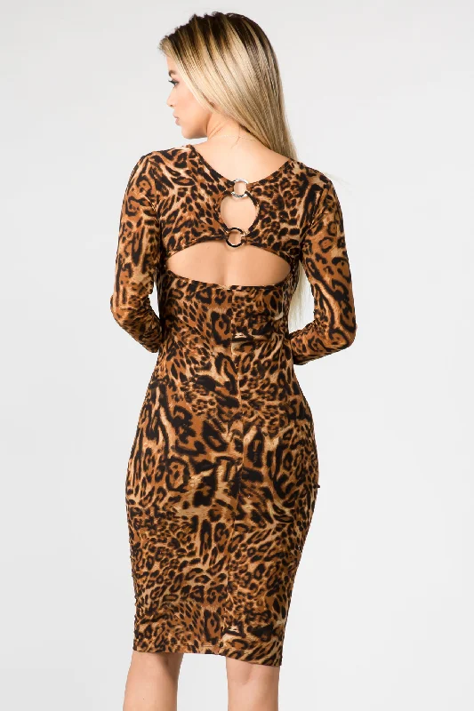 Wild One Leopard Cut Out Bodycon Dress