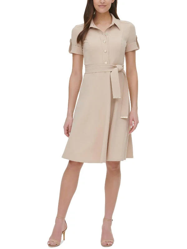 Womens Belted Collar Shirtdress