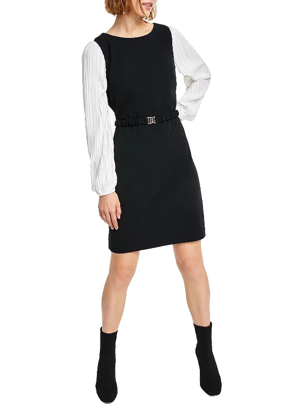 Womens Belted Midi Wear to Work Dress