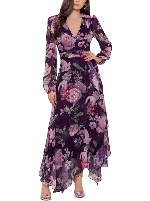 Womens Chiffon Floral Maxi Dress