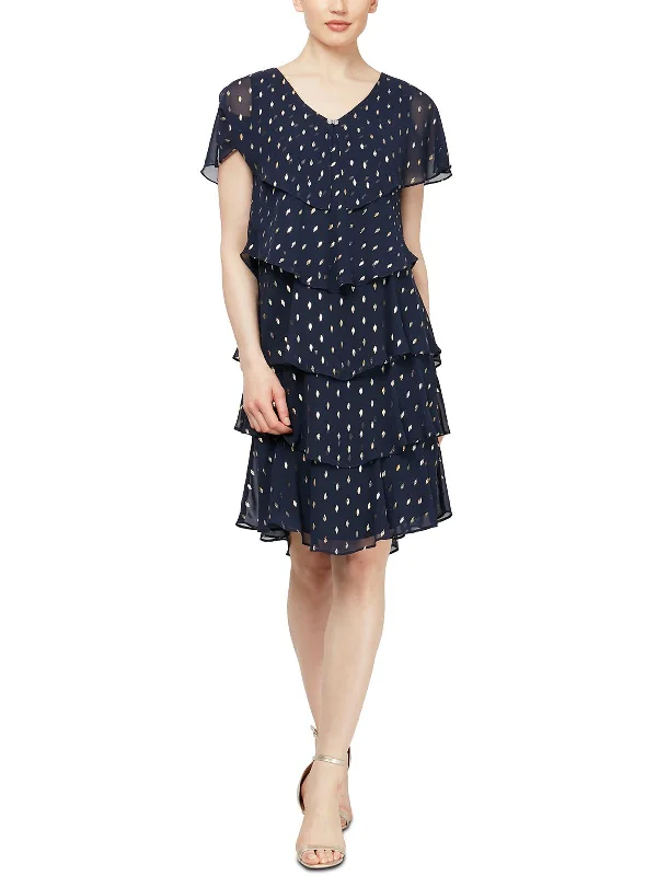 Womens Chiffon Polka Dot Cocktail and Party Dress