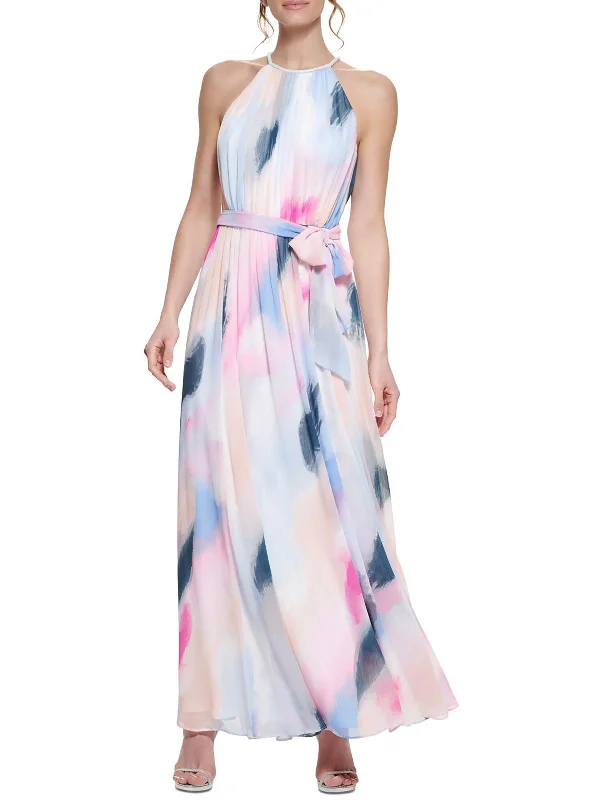 Womens Chiffon Printed Evening Dress