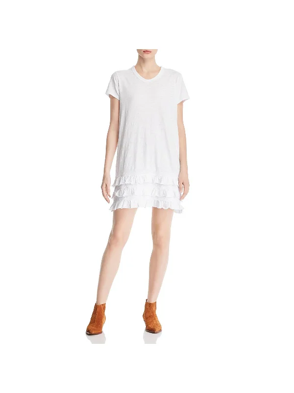 Womens Cotton Ruffled T-Shirt Dress