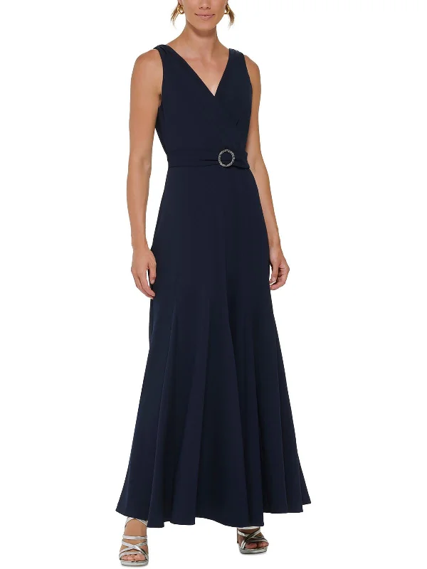 Womens Crepe Long Evening Dress