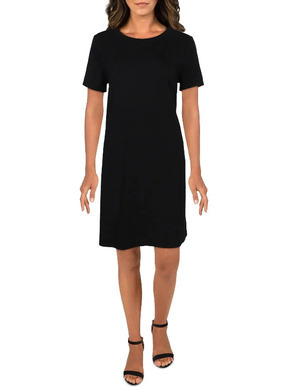 Womens Crew Neck Short Sleeve Shirtdress